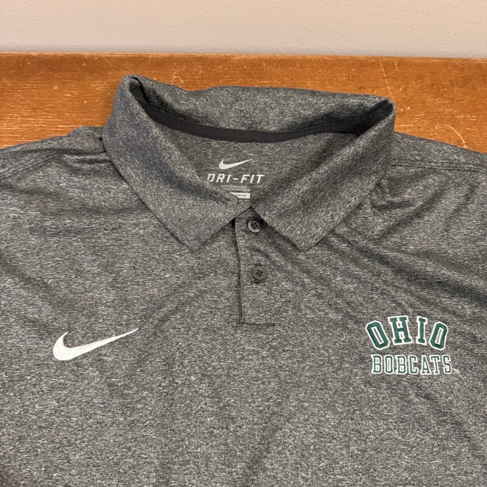 Ohio Bobcats Shirt Mens 2XL Gray Short Sleeve Polo Dri Fit Nike thumbnail 4