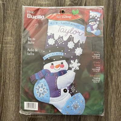 Vintage Bucilla Felt Stocking Kit 84588 Let It Snow Snowman Christmas 18  2001