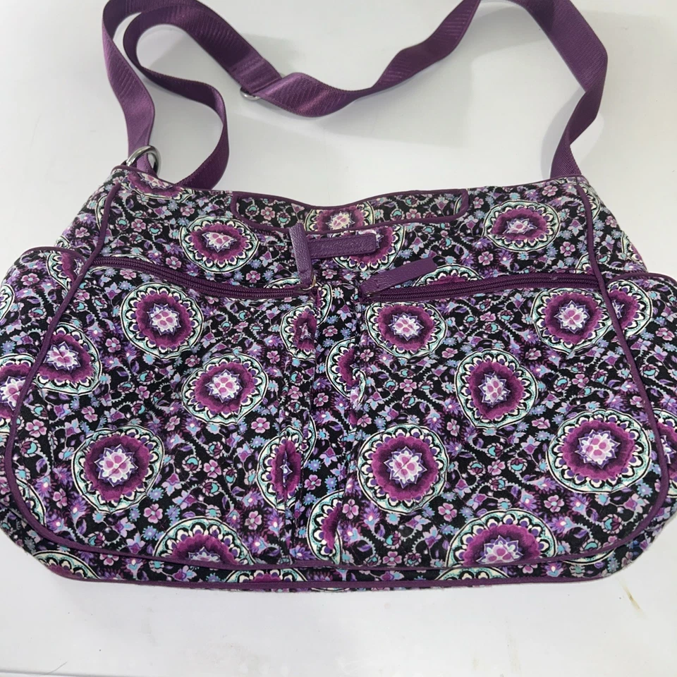 VERA BRADLEY Purple Aqua Black Floral Crossbody purse / Shoulder Bag 12x10x5 - Image 2 of 4