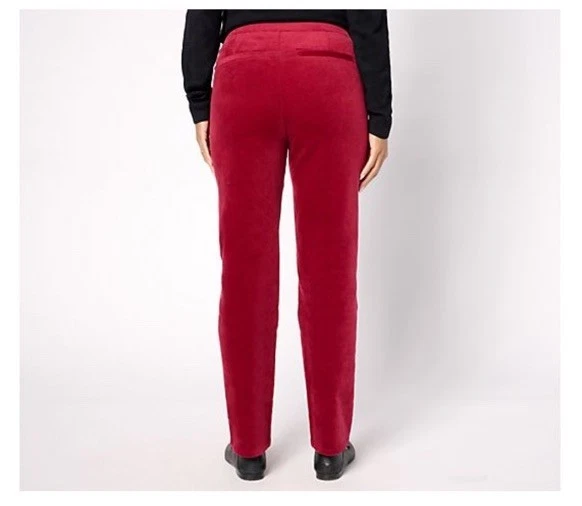 Pantalón Denim & Co PETITE Terciopelo Elástico Pierna Recta NEGRO PEQUEÑO MEDIANO Foto 3 de 4