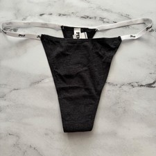 PINK Victoria's Secret String Thong Panty Nwt High Leg Logo Charcoal Gray XL 2XL