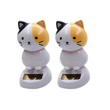 2 Pieces Solar Wobble Figures, Dancing Cat, Bobble Head Cat White