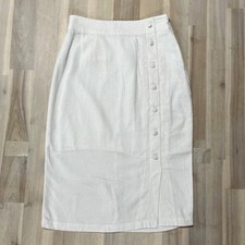 Forever 21 Contemporary Size XS White Linen Blend Pencil Skirt