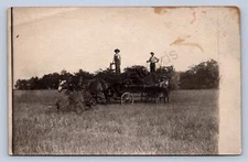 K12/ Interesting RPPC Postcard c1910 Horse-Drwn Wagon Farming Hay 276