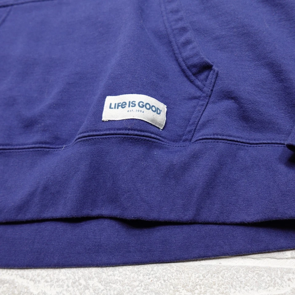 Life is Good Hoodie Mens Large Blue Fleece Hooded Sweatshirt Buffalo Graphic - Image 3 of 4