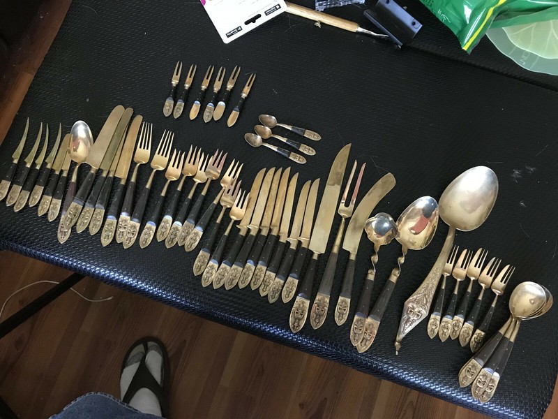 S. Samran Thailand Silverware Gold and Wood 51 pieces Buddha