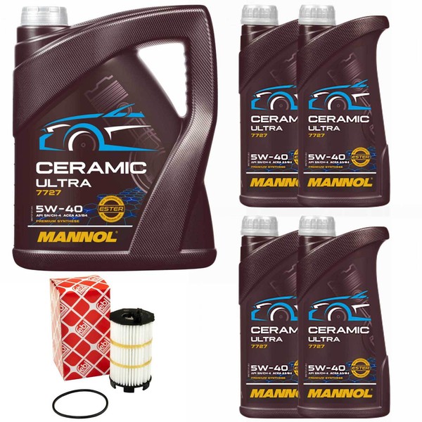 MotoröL Set Mannol 5W-40 Ceramic Ultra 9 Liter + ÖLfilter FüR Audi A6 A5 4.2 FSI-image