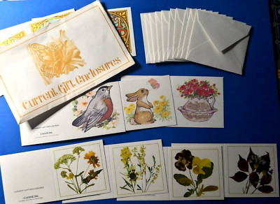 Vintage Current Gift Enclosures 10 Mini 2'' X 2'' Cards & Envelopes Set #2