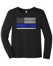 Proud Son Blue Line Police Flag Youth Long Sleeve T-Shirt American Support
