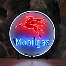 MobilGas Flying Pegasus Gas 24"x24" Neon Light Sign Lamp HD Vivid With Dimmer