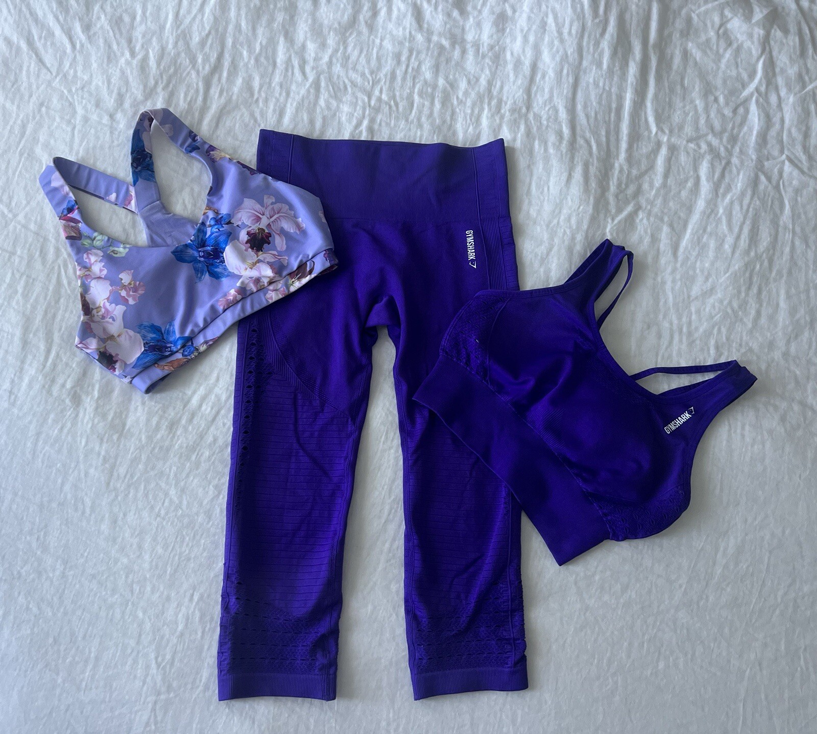 Gymshark Seamless Purple Matching Sports Bra & Leggings Set Size Small  -image