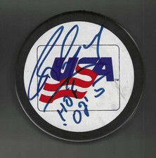 Rod Langway Signed & Inscribed USA Hockey Puck Washington Capitals