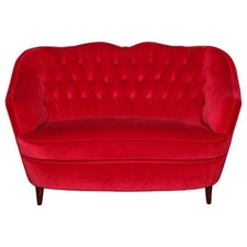 Red Velvet Loveseat by Pierino Busnelli, Italy, 1950