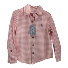 Tommy Bahama Kids . Boys XS 4 Pink/White Gingham Button Up Cotton
