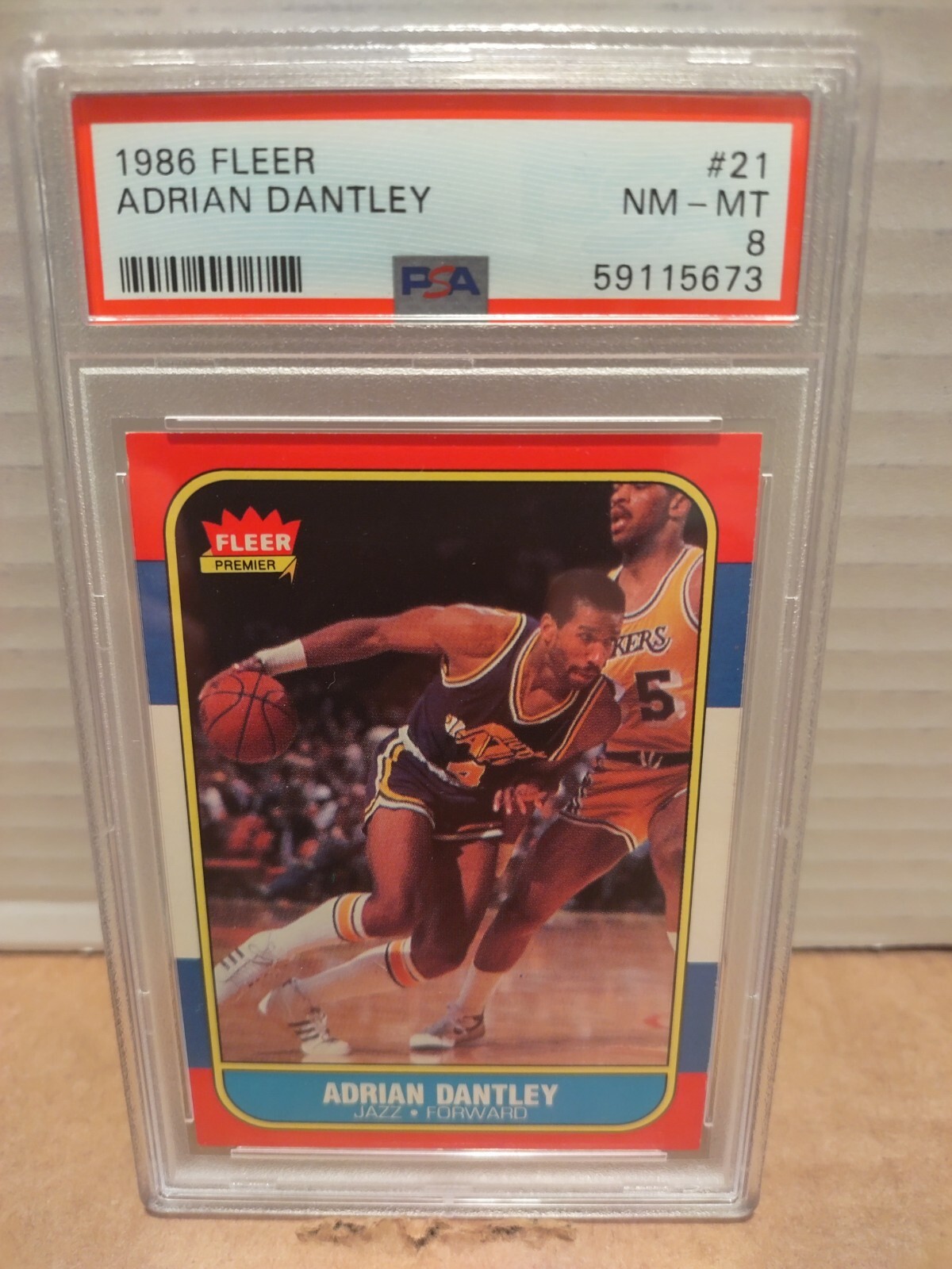 1986 FLEER BASKETBALL ADRIAN DANTLEY #21 "UTAH JAZZ" HOF PSA 8 NM-MT 🇺🇸🏀🏀