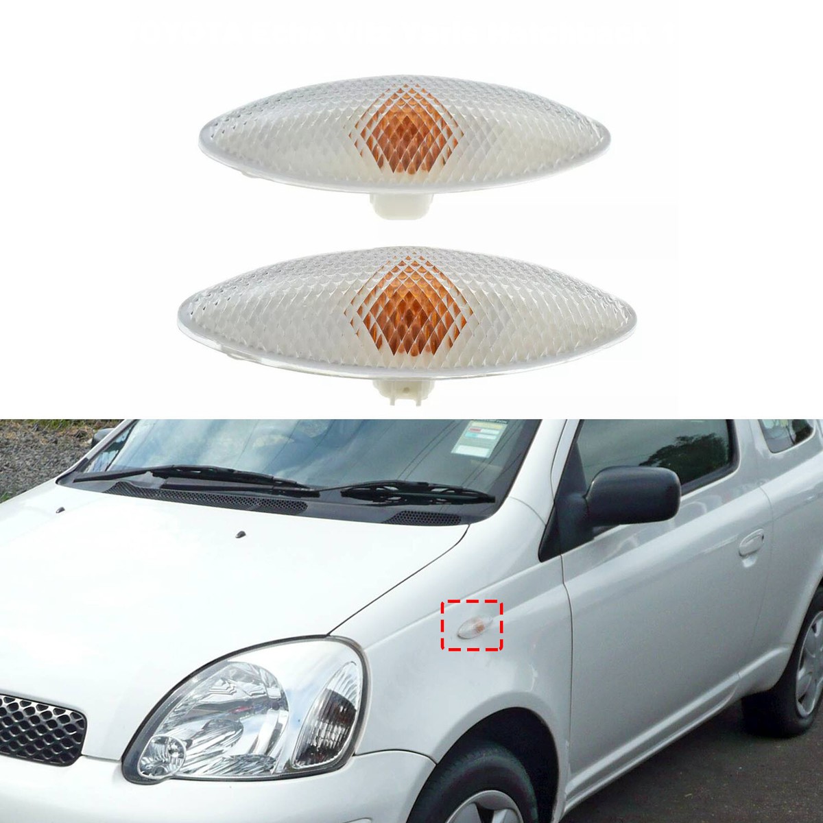 2PCS Side Marker Light Indicator For Toyota Echo Vitz Yaris