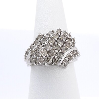 10k Gold hellchampagner natürlicher Diamant Ring Wasserfall Cocktail Gr.7 2cttw neu