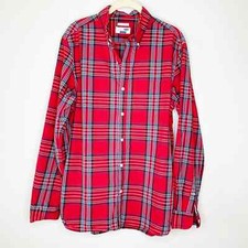 OLD NAVY Mens Classic Regular Fit Button Down Shirt Winters Day Red Plaid Large