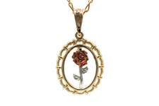 Rose Pendant with Necklace Three Tone Gold Filled NEW Charm Chain Roses