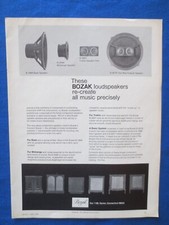 Bozak B-199A B-207B B-209B B-200Y Speakers Magazine Ad Audio Mag April 1969