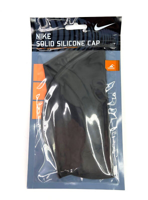 NEW! Nike Silicone Swim Cap Solid Black One Size Fits Most FREE SHIPPING!