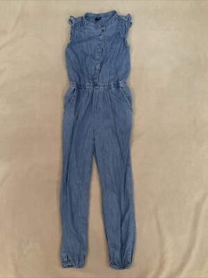 Gap Denim Kids Medium Girls Jumpsuit Pantsuit Chambray Jogger Hem