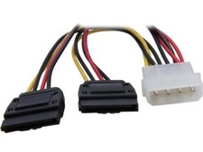  NEW Coboc 6" Molex 4-pin LP4 Male /2 x SATA 15-Pin Female Power w/ Latch Y-Spli