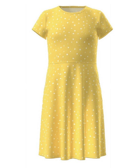 Wonder Nation Girls Yellow Dotted Short Sleeve Pocket Play Dress Size 10-12 NWT