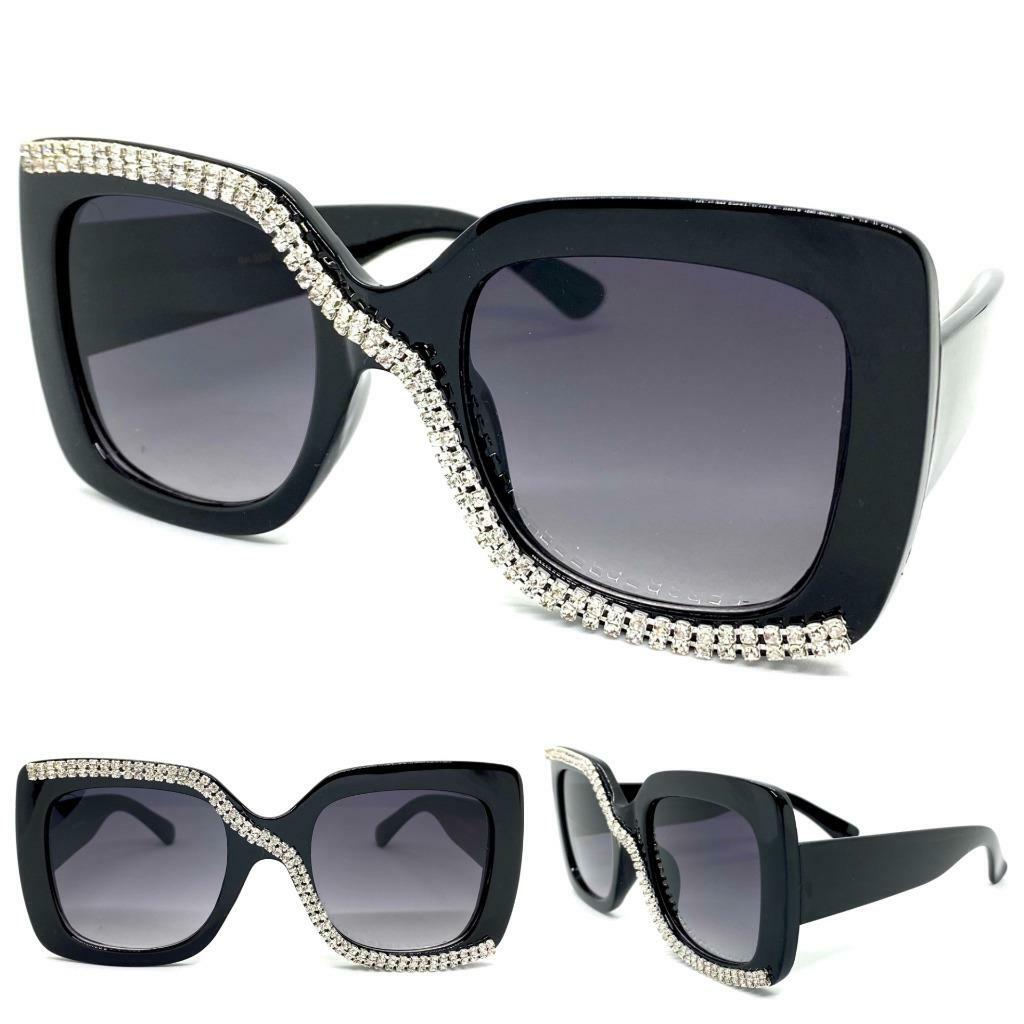 Oversized Classy Elegant Retro Modern Style SUN GLASSES Large Square Black Frame