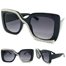 Oversized Classy Elegant Retro Modern Style SUN GLASSES Large Square Black Frame