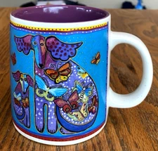 Coffee Mug Laurel Burch Wine Things 2004 Friendship Wing Heart Butterfly Dogs