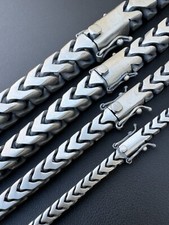 GRANDE 4-10mm Franco Cadena Collar O Pulsera Oxidada Real Plata 925 Cierre Caja