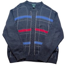 Vintage Dockers Colorful Pattern Sweater Size L Casual Pullover Gray Cotton