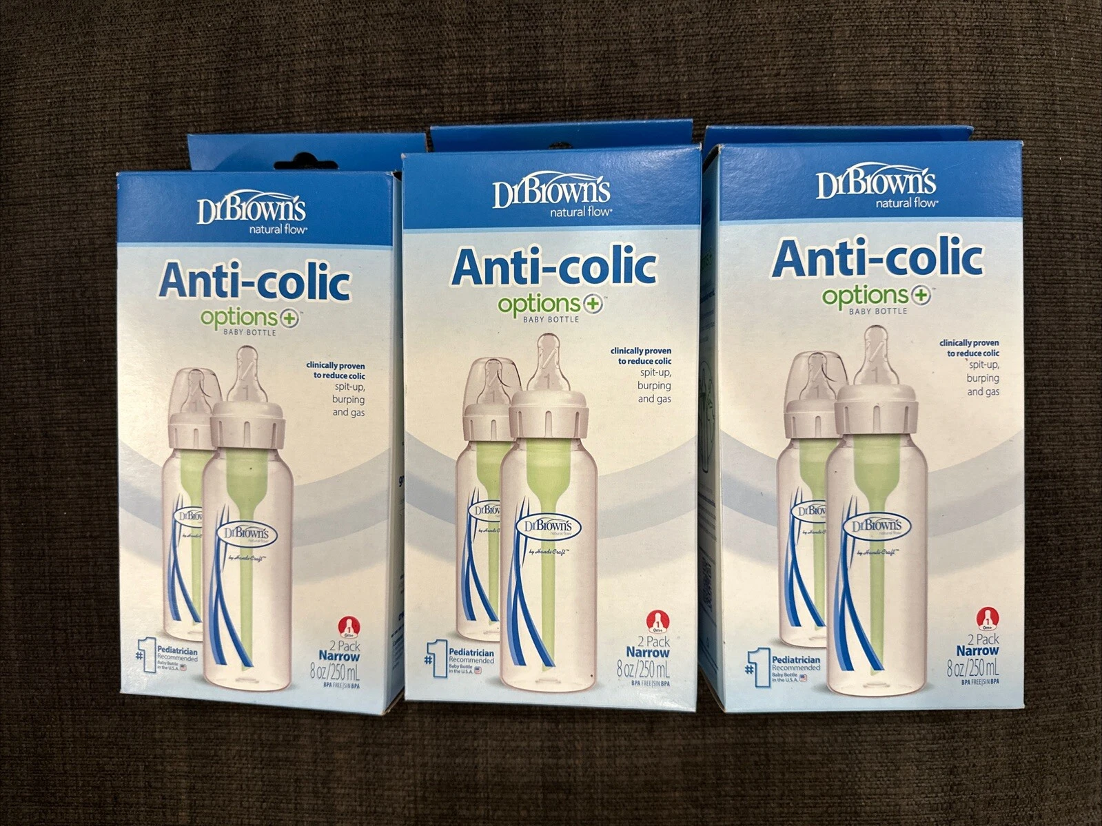 New - Lot Of 3 - Dr. Brown’s Natural Flow Options+ Anti-Colic Bottle 2pack 8oz