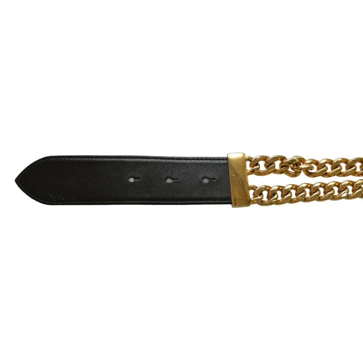 Iceberg Ice Black Leather Gold Tone Round Buckle Chains 