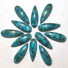  WHOLESALE BLUE COPPER TURQUOISE CABOCHON LONG PEAR SHAPE LOOSE GEMSTONE