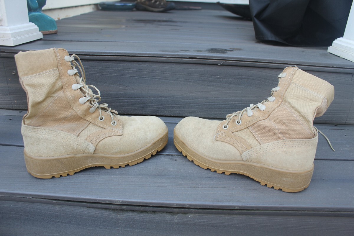 McRae ARMY Combat Boot Desert Tan Temperate Weather Work Boot Sz 3W McRAE DESERT TAN ARMY COMBAT BOOTS HOT WEATHER VIBRAM SOLES  main image 2