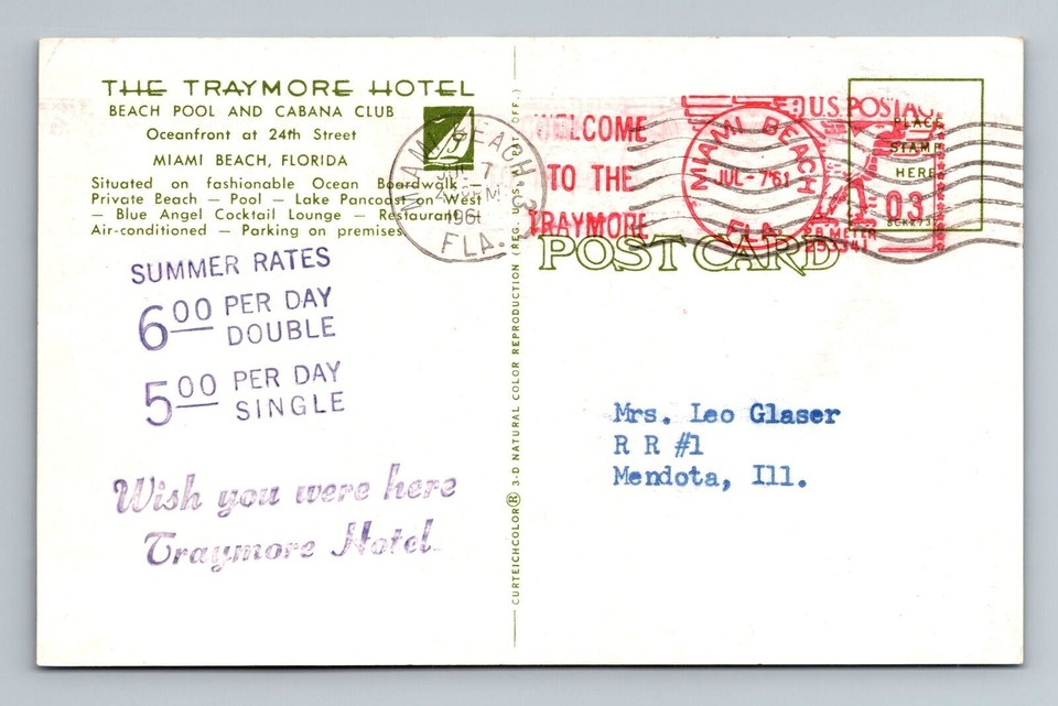 Miami Beach FLFlorida, The Traymore Hotel, Advertise, Vintage c1960