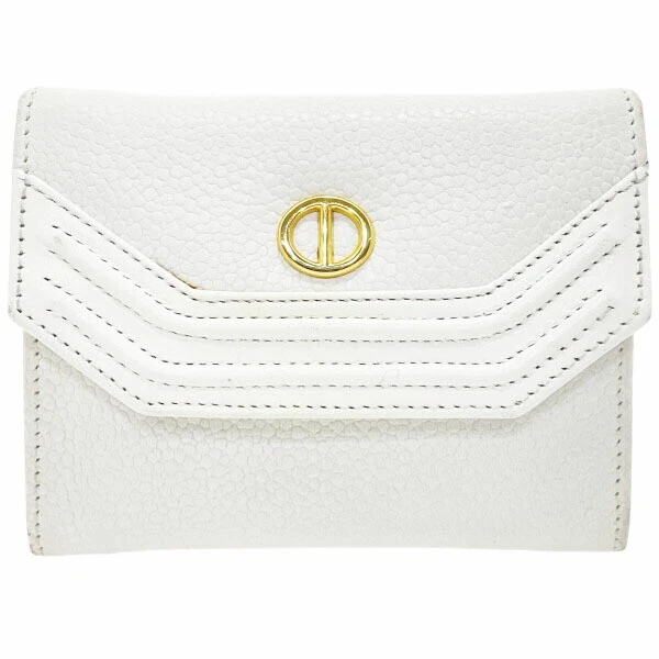■Authentique porte monnaie Christian Dior vintage cuir blanc chrétien