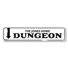 Dungeon Sign, Personalized Directional Arrow Haunted House Metal Decor Sign