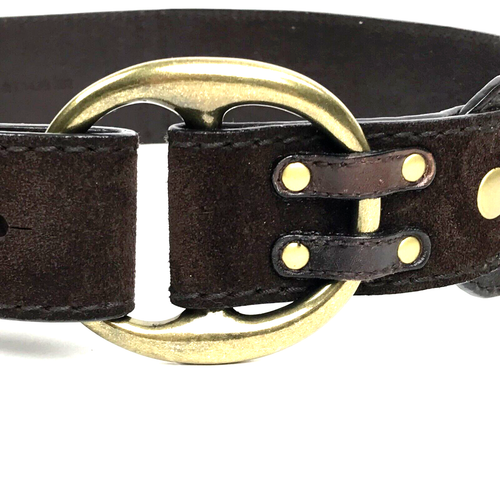 Vtg Fossil Wide Belt Womens XS 28-29 Waist Brown Leather Boho Hippie Y2K 90s