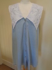 ZARA BRAND NEW BLUE DENIM DRESS WITH WHITE EMBROIDERY ANGLAIS COLLAR - S. SMALL