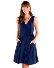NWT New Fresh Produce Sonia Moonlight Wrap Dress Moonlight Navy Blue L Ret 74