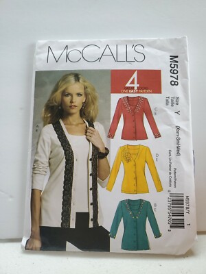 M5978 McCalls Sewing Pattern 4 looks 1 easy  Xsm Sml Med Cardigan Tank 