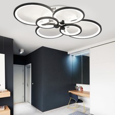 6 Heads Modern LED Chandelier Acrylic Pendant Lamp Ceiling Light Fixture Black