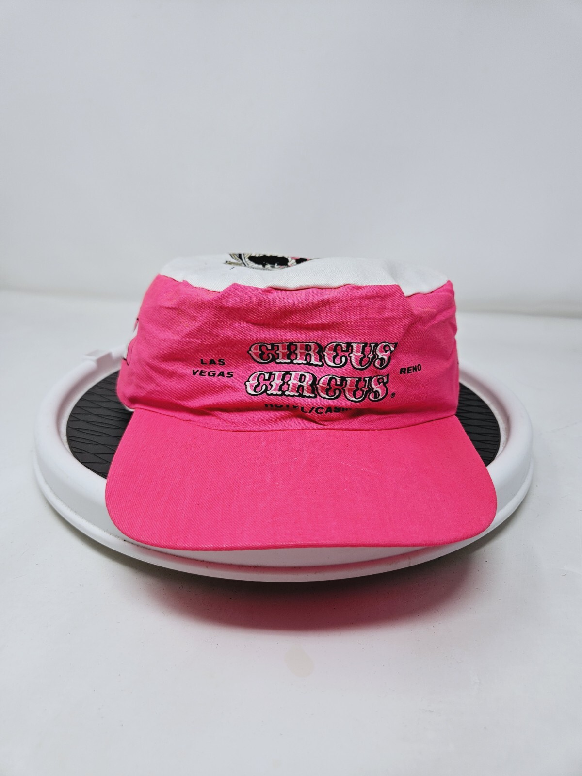 Vintage 80s Neon Pink Circus Circus Snapback Baseball Cap Painters Hat  