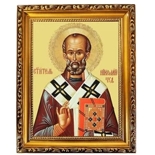 Saint Nicholas Icon Orthodox Icon St Nicholas The Wonderworker 7 3/4" Wall hang