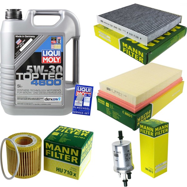 Mann Inspektionspaket 5L Liqui Moly Top Tec 5W-30 FüR VW Polo 1.2 12V Seat Ibiza-image