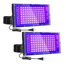 2 Pack 100W UV Black Light, IP65 Waterproof, Glow Party Light, Stage 100W 2