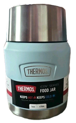 Thermos Icon Stainless Steel Food Storage Jar with Spoon - Glacier - Size: 16 oz